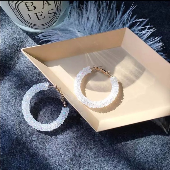 boutique Jewelry - crystallized hoop earrings